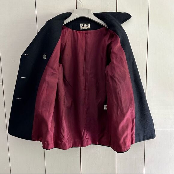 VTG 90s MDP Wool Pea Coat M-L Double Breasted Navy Fisherman Academia - Picture 7 of 8